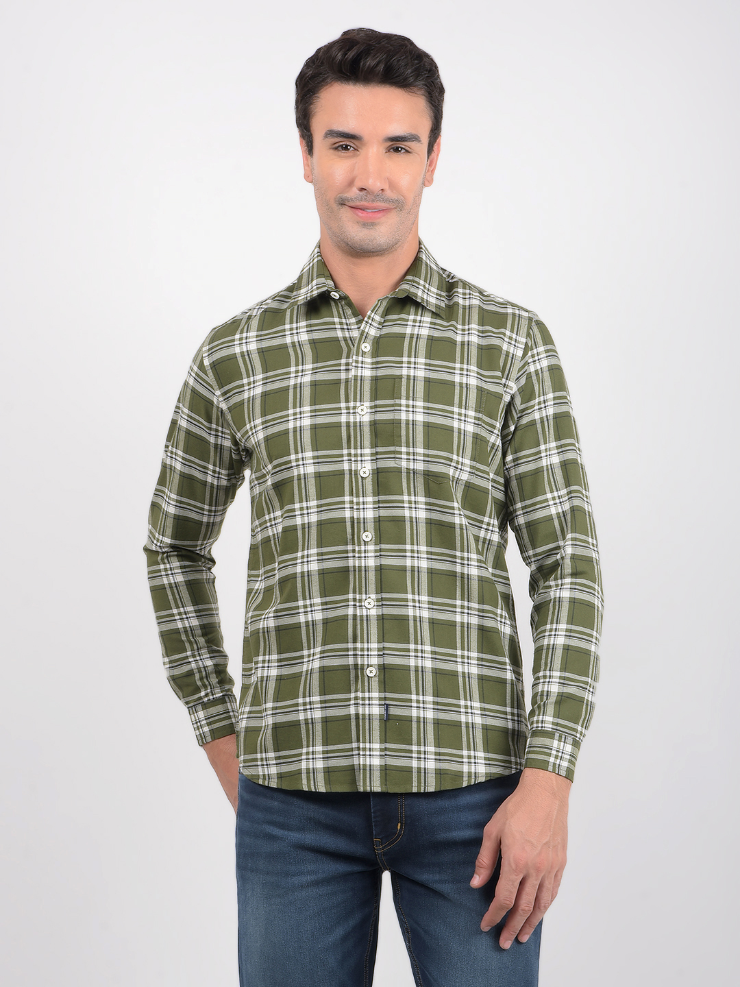 Numero Uno Men Checkered Green Shirt